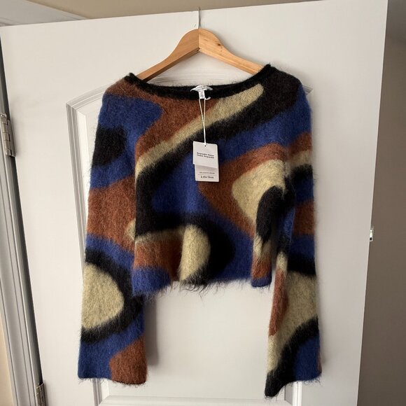 & Other Stories Swirly Jacquard Mohair Sweater Size M - Picture 2 of 7